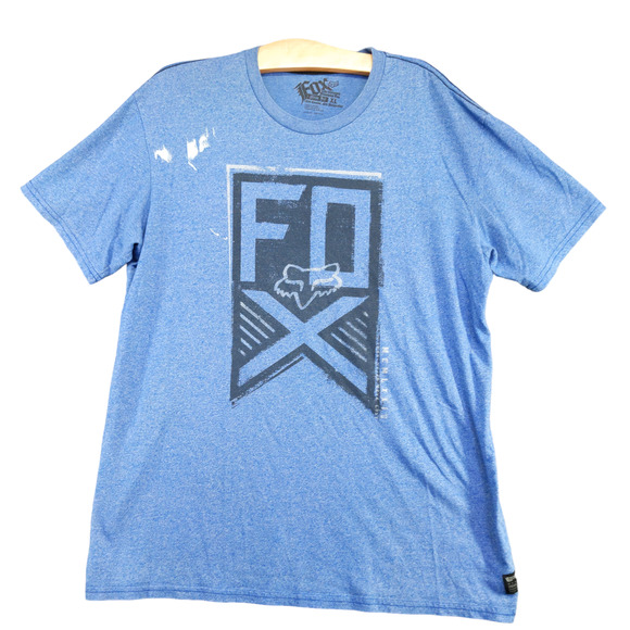 Fox Racing Men's Slim Fit T-Shirt Blue XL Short Sleeve Crew Neck Straight Hem - Picture 1 of 14